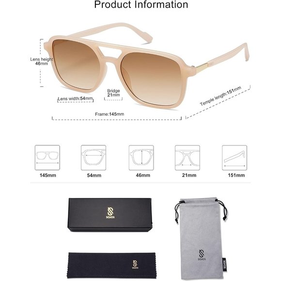 Women Trendy Rectangle Milky Cream Brown Grading Shades Retro Aviator Sunglasses - Picture 5 of 5